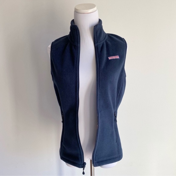 Vineyard Vines Westerly Vineyard Navy Blue Fleece Vest - Picture 9 of 9